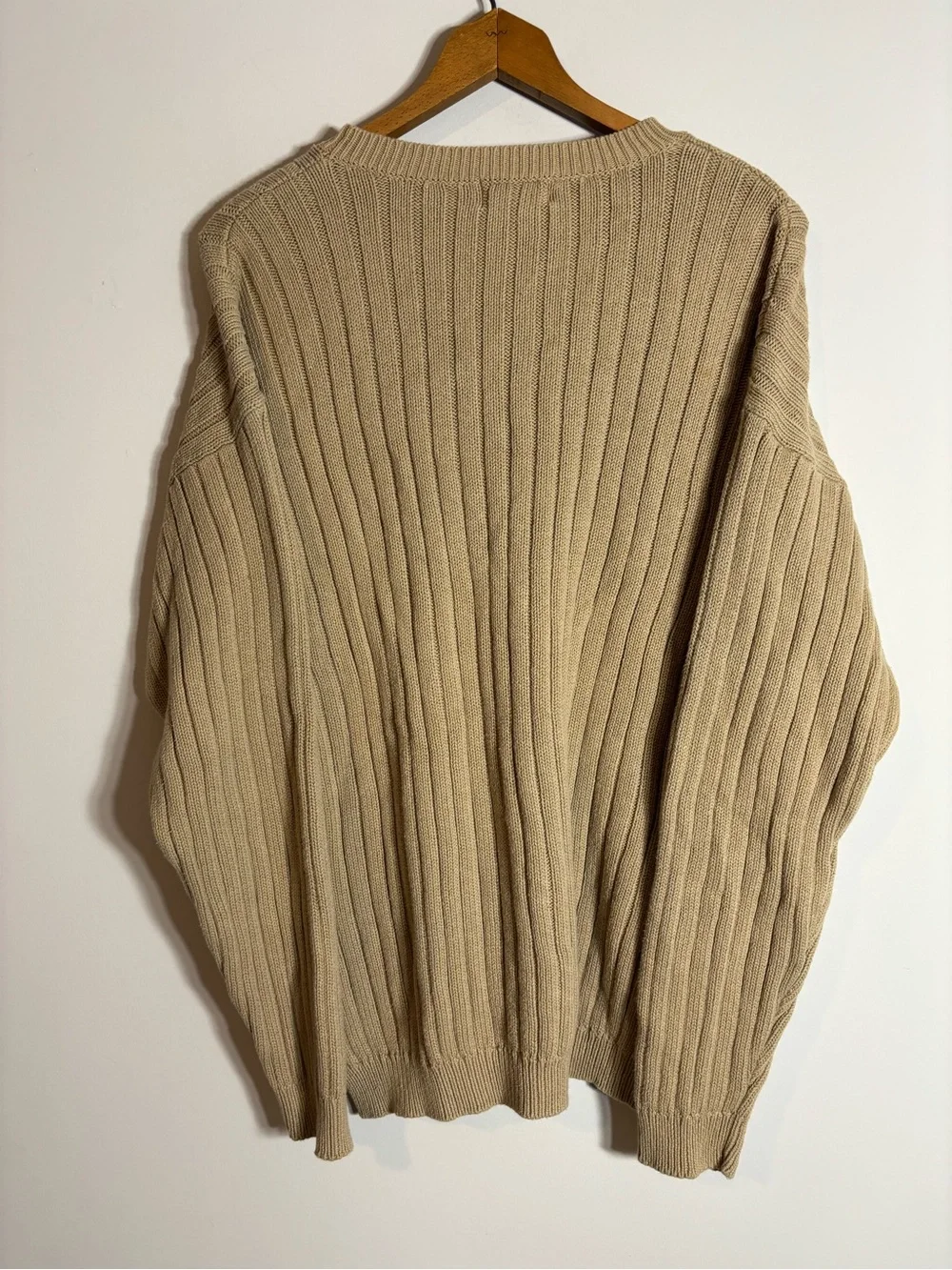 LL Bean Fisherman’s Sweater XL Cotton Cottage Tan